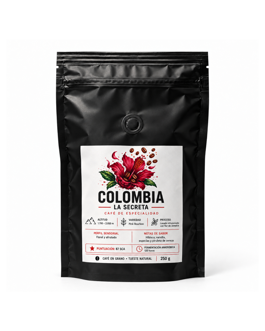 Café fermentado Colombia La Secreta Lavado Flor de Jamaica