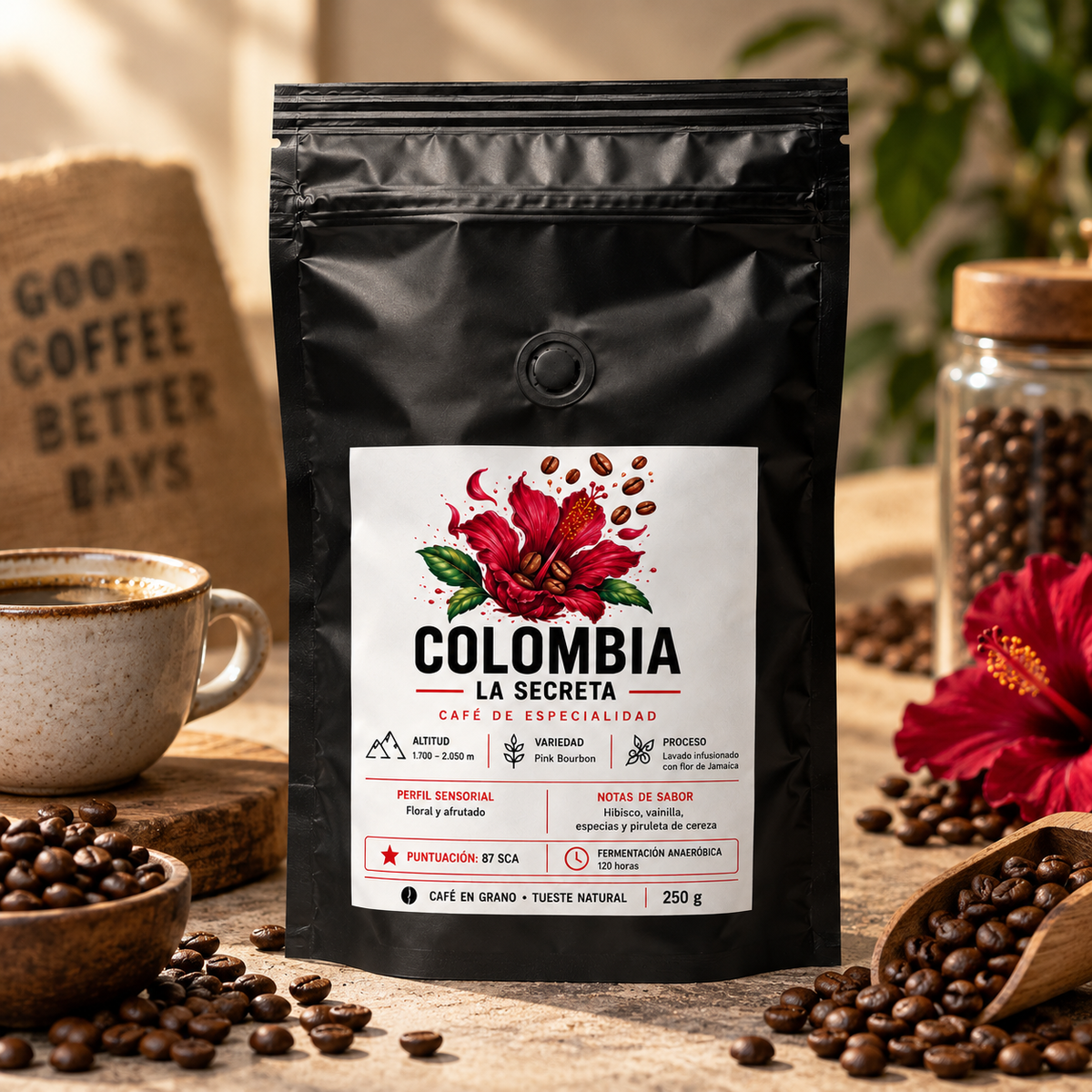 Café fermentado Colombia La Secreta Lavado Flor de Jamaica